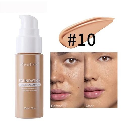 Maxfine Waterproof Matte Liquid Foundation ? Long-Lasting, Full Coverage Makeup (Shade 10)