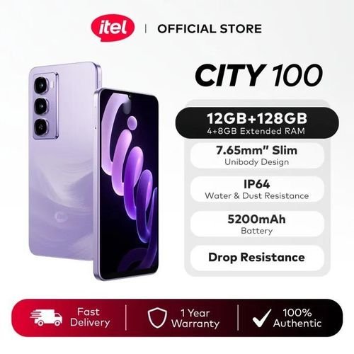 itel CITY 100 6.75", 128GB + 4GB RAM, 5200mAh Type-C, 13MP, 4G, Android 14