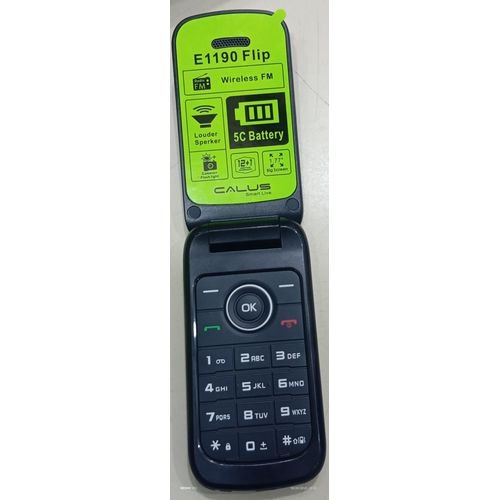 CALUS E1190 flip, big screen,wireless radio,1000 battery , black