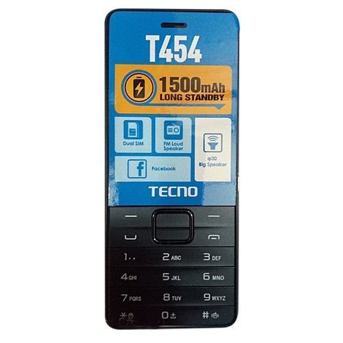 Tecno T454,Dual Sim 2.8",Camera With Flash Light,1500mAh - Black
