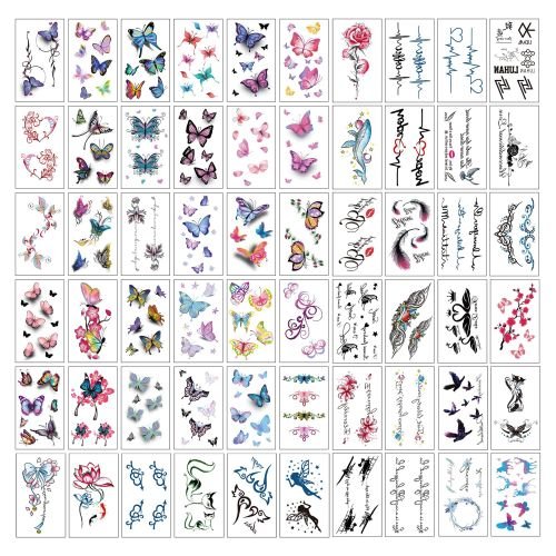 60Pcs Butterfly/Floral Tattoo Stickers,Body Stickers for Women&Kids