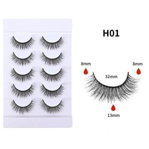 Homarom Liquidate Inventories- False Eyelashes 5D Fluffy Natural Handmade Eye Lashes 8-13mm 5 Pairs