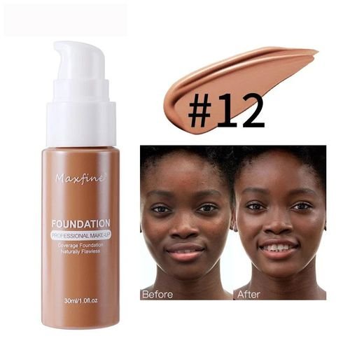 Maxfine Waterproof Matte Liquid Foundation ? Long-Lasting, Full Coverage Makeup (Shade 12)