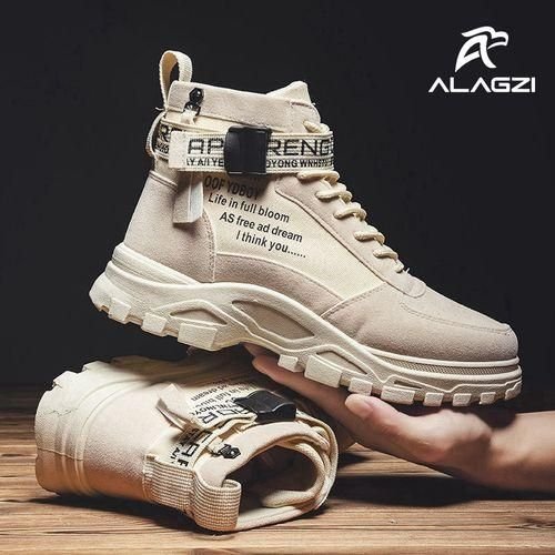 ALagzi Mens Casual High-Top Shoes Running Sneakers - Beige