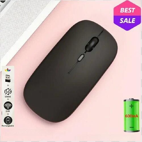 2.4G Rechargeable Wireless Mouse Bluetooth 2 Modes-Black