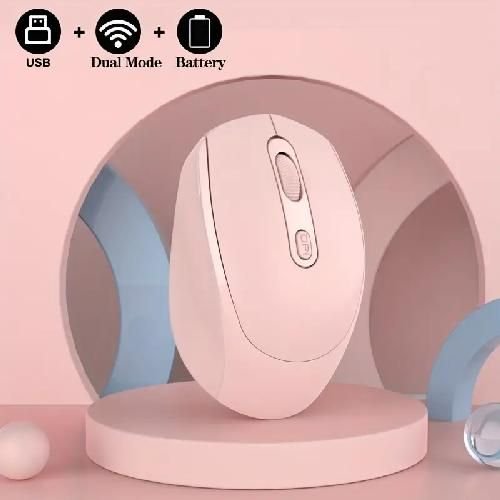 2.4G Rechargeable Wireless Mouse Bluetooth 2 Modes-pink